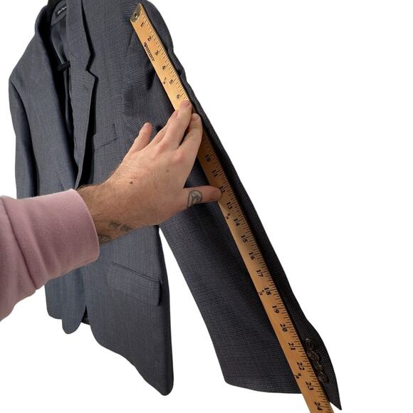 Ralph Lauren Mens 44S 100% WOOL Suit Jacket 2 Button Textured Blazer Navy Blue - Picture 6 of 9